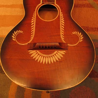 Custom Hand Painted vintage parlor size acoustic guitar image 2