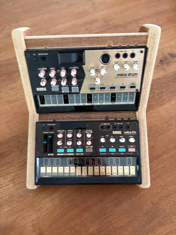 Korg Volca Fm & Volca Drum as a complete desktop setup 2023 - Wood image 1