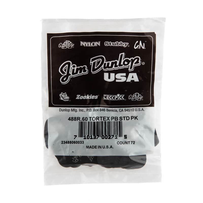 Dunlop 488R.60 Tortex® Pitch Black Standard Guitar Picks 72 Pack image 1