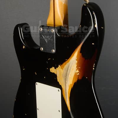 Fender Custom Shop 55 Stratocaster Heavy Relic Aged 2017 - Black Over Chocolate Two Tone Sunburst (COD 2136UG) image 16