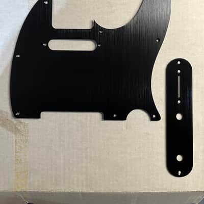 New Black Brushed Anodized Aluminum Telecaster Electric Guitar Pickguard w Control Plate Tele TL image 3