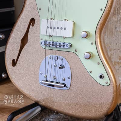 Fender USA Strat neck on a Custom Jazzmaster Thinline offset body Champagne Sparkle Fender USA pickups 4-way wiring Gotoh bridge - unique! image 6