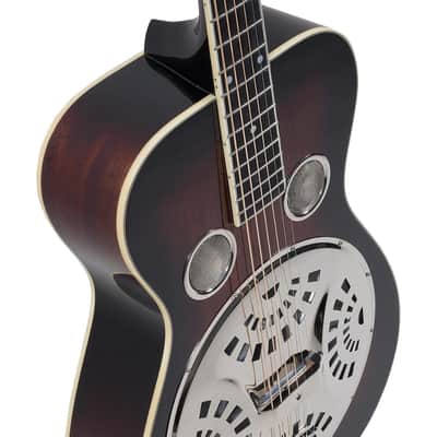 Recording King Roundneck Resonator Guitar, Mahogany, Vintage Sunburst image 2