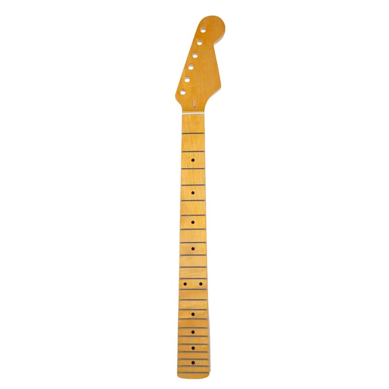 Yellow Maple Wood Guitar Strat Stratocaster Style Neck, 22 Frets Fingerboard image 1