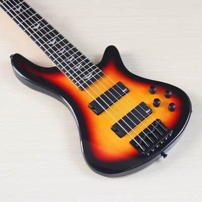 Sunburst 6 String Electric Bass, Solid Basswood Body, Maple Neck 24 Frets image 3