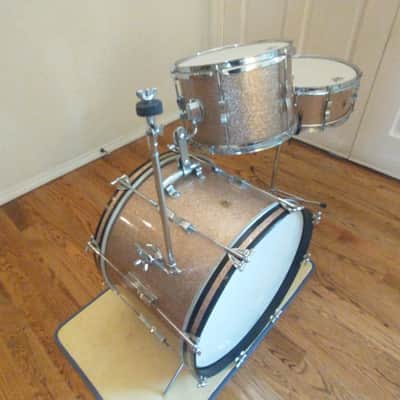 Ludwig Vintage 1966 Club Date pink champagne sparkle outfit w/ matching snare drum! image 7