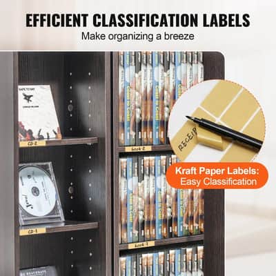 Media Storage Cabinet – 4-Layer Adjustable DVD/CD Shelf, Espresso Finish, Holds Up to 576 CDs image 6