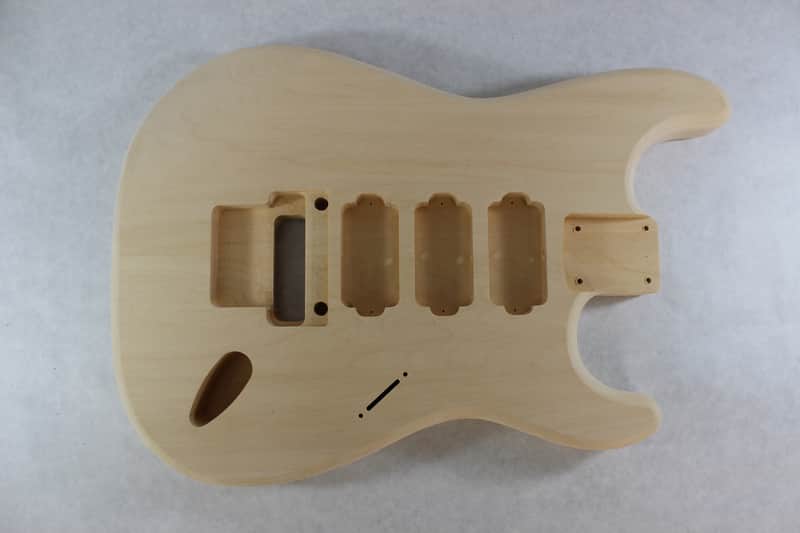 Unfinished Basswood HHH guitar body - fits Fender Strat Stratocaster neck Floyd Rose J978 image 1