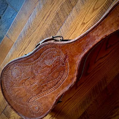 1950’s Western Motif Hand Tooled Custom Leather Dreadnaught Guitar Case image 2