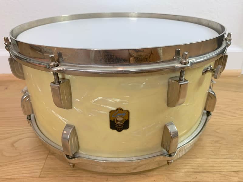 Leedy Broadway Standard Snare Drum 1940s White Marine Pearl Super Clean image 1