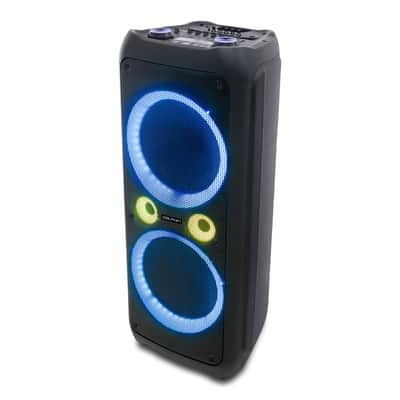 Dolphin SP-1270RBT Dual 12-Inch Premium Party Speaker, Bluetooth/USB/SD/FM/AUX, X-Bass, 5-Band EQ, LED Display, Quad Ring Lights image 1