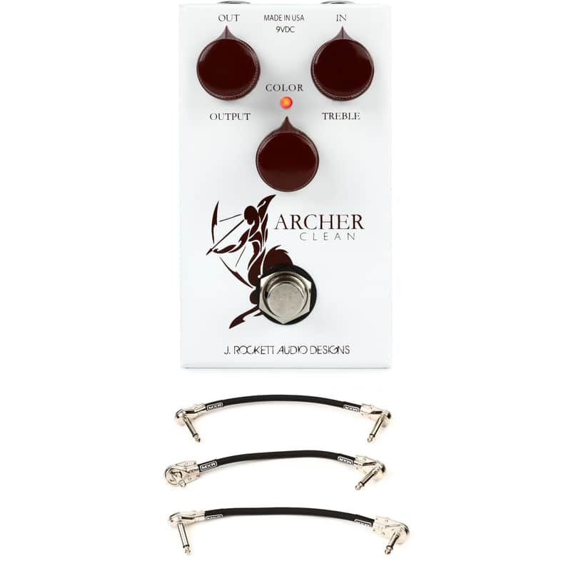 J. Rockett Audio Designs Archer Clean Colored Boost Pedal with 3 Patch Cables image 1