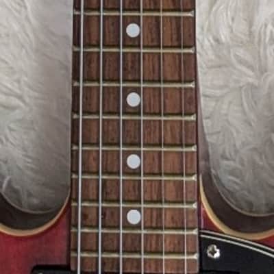 Epiphone Dot Deluxe Flame in red with an Epiphone hardshell case -Vintage Cherry image 8