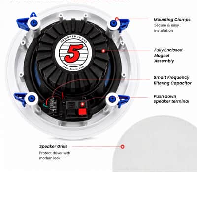5 Core 6.5 Inch In-Ceiling In-Wall Speaker 360W 2-Way Pair Flush Mount House Home Theater Speakers image 13