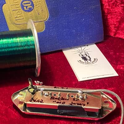 General Vintage Tone dog ear pickup jazz guitar   Old Jazzy GVT 1950s Belden old green magnetic wire hand wound  Metal image 2