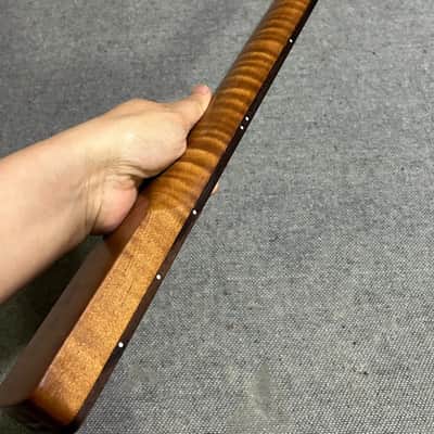 Rosewood Roasted flame maple 20 fret Fretless Bass guitar Neck parts 4 string image 5