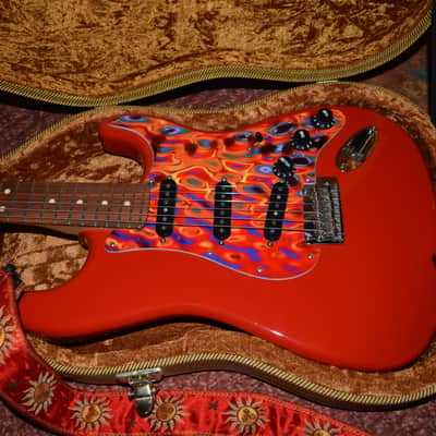 2018 Fender Player Stratocaster in Red w/New Flame Pickguard, New Dunlop Straploks, New Case, & New Set-Up ~ Mint ! image 15