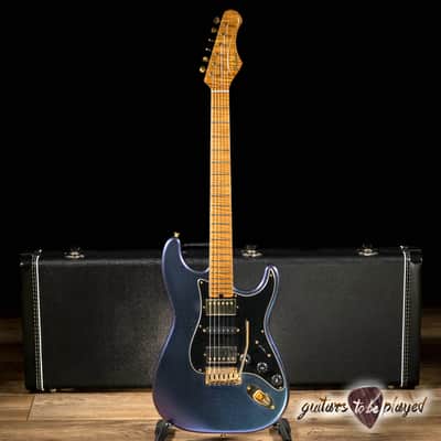 Shabat Lynx HSH Alder S-Style w/ Flame Roasted Maple – Cosmic Blue Colorshift image 1