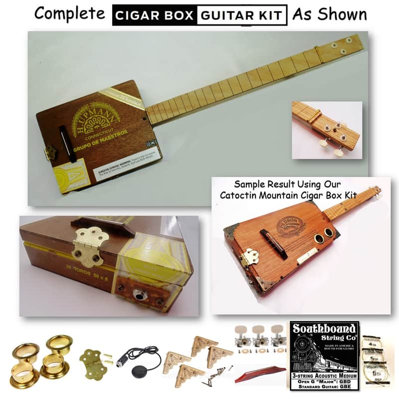 Catoctin Mountain Music Cigar Box Guitar Complete 3 String Kit With the Neck as shown..#6 image 1
