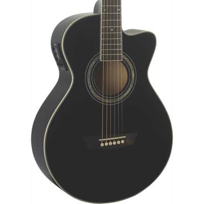 Washburn EA12B Mini Jumbo Acoustic-Electric Guitar Black | Reverb