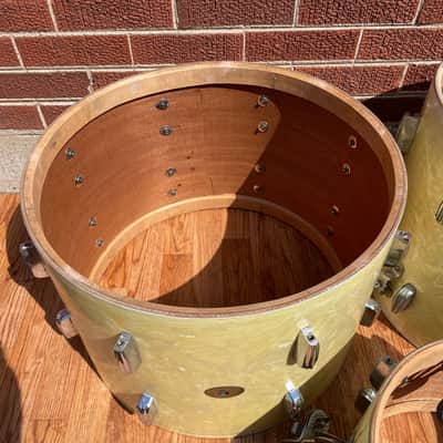 1940s-1950s Slingerland Radio King Drum Set White Marine Pearl 20/13/16 image 20
