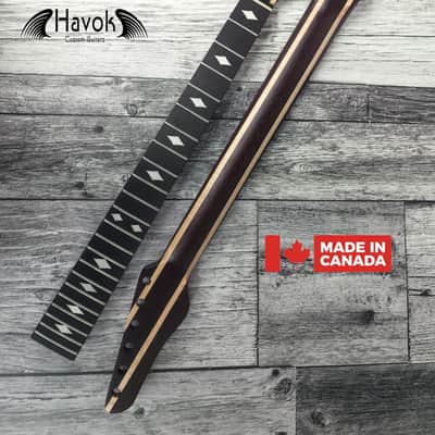 Havok Guitar Neck Wenge Flame Maple Ebony Board, Stainless Steel Frets , 22 Extra Jumbo Jescar Frets image 2