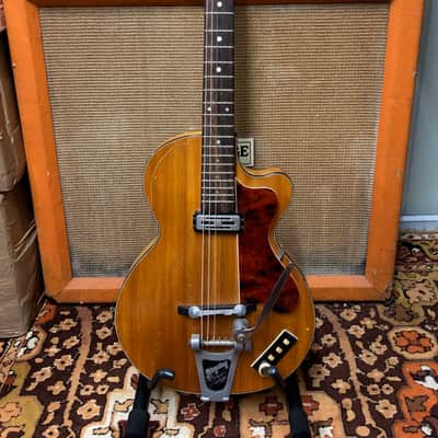 Vintage 1960 Hofner Club 40 w/ Bigsby Selmer Natural Blonde Electric Guitar image 2