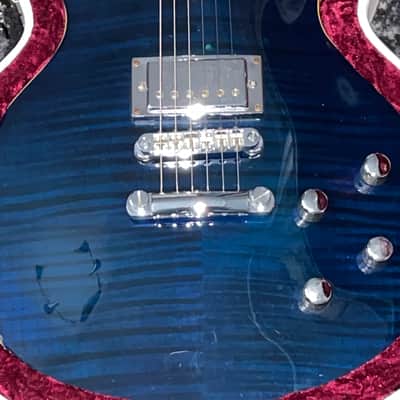 Non-Working Grover Jackson Charvel LP 1990s Japan Factory Trans Blue Flame Top Guitar Les Paul Style image 3