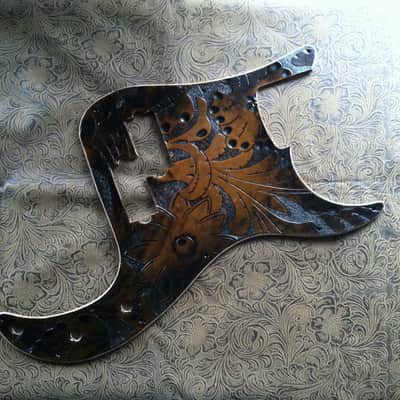 Custom Tooled Leather Pickguard fits Fender Precision P Bass image 2