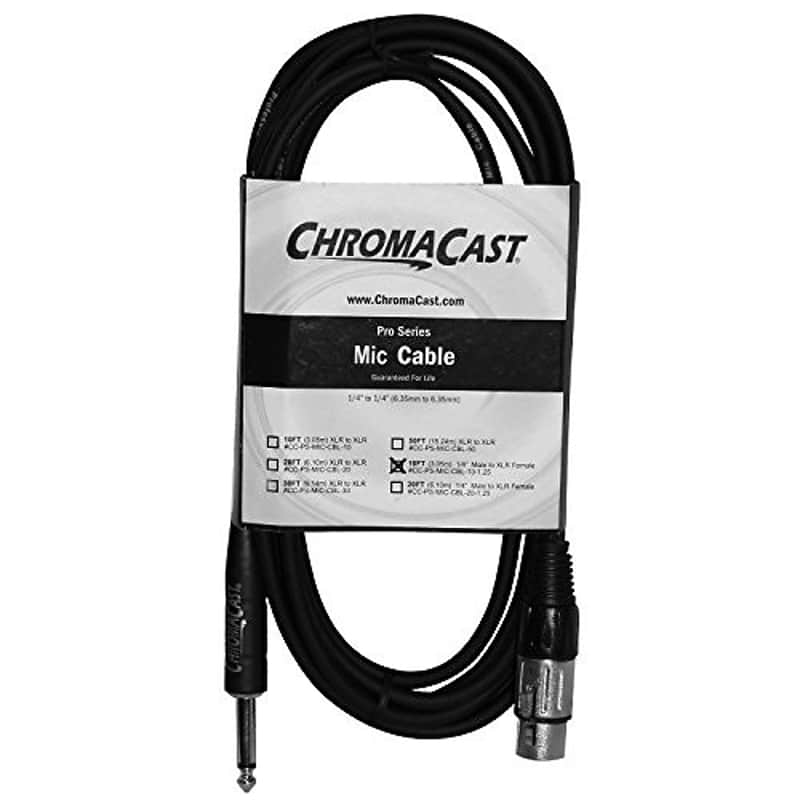 ChromaCast Pro Series Mic Cable 10 Feet, Black, 1/4" Male to XLR Female Ends image 1