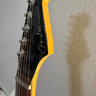 2005 Fender American Deluxe, Mahogany Stratocaster HSS with Rosewood Fretboard  - Crimson Red Transparent image 13