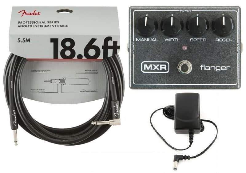 MXR M117R Flanger Reissue Guitar Pedal & Power Supply Metallic Grey M-117R ( FENDER 18FT CABLE ) image 1