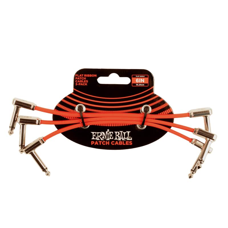 Ernie Ball P06402 Flat Ribbon Pedalboard Right Angle to Right Angle Patch Cable - 6-inch, Red (3-pack) image 1