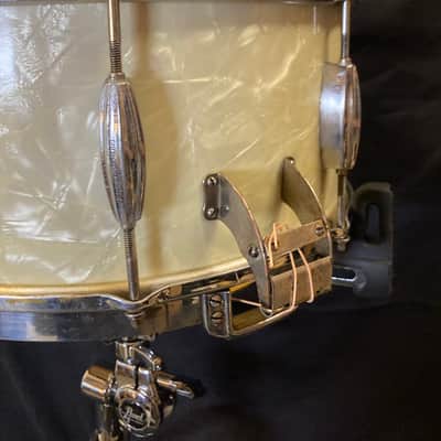 Slingerland - 1930s, 6.5x14" Gene Krupa No. 111, Radio King Snare Drum. White Marine Pearl image 12