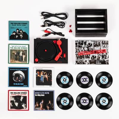 Crosley RSD3 Rolling Stones Mini Turntable Bundle - 3" Vinyl Record Player with Crate & 6 Singles image 2