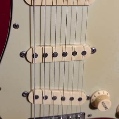 Vintage 1962 1 Owner Fender Stratocaster Slab Board Brazilian Rosewood Fretboard Candy Apple Red Refin w/ OHSC image 9