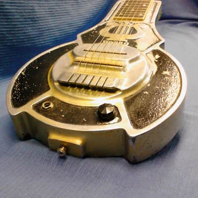 Dobro Cast aluminum lap steel 1930's black & raw aluminum image 1