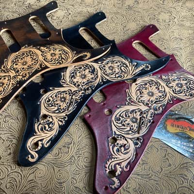 Custom Tooled Leather Pickguard fits Fender Telecaster Tele or Esquire image 3