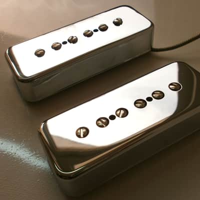 SOAP BAR P90 Pickups SET METAL CHROME PLATED Nickel Silver Cover Vintage  Gibson Epiphone Custom Shop Q image 4