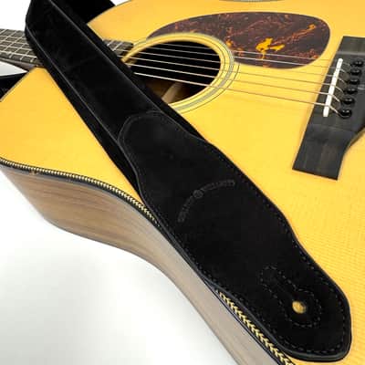 Walker & Williams NL-04-BLK New Black on Black "Skinny" 2" Super Soft Full Grain Nubuck Leather Strap image 5