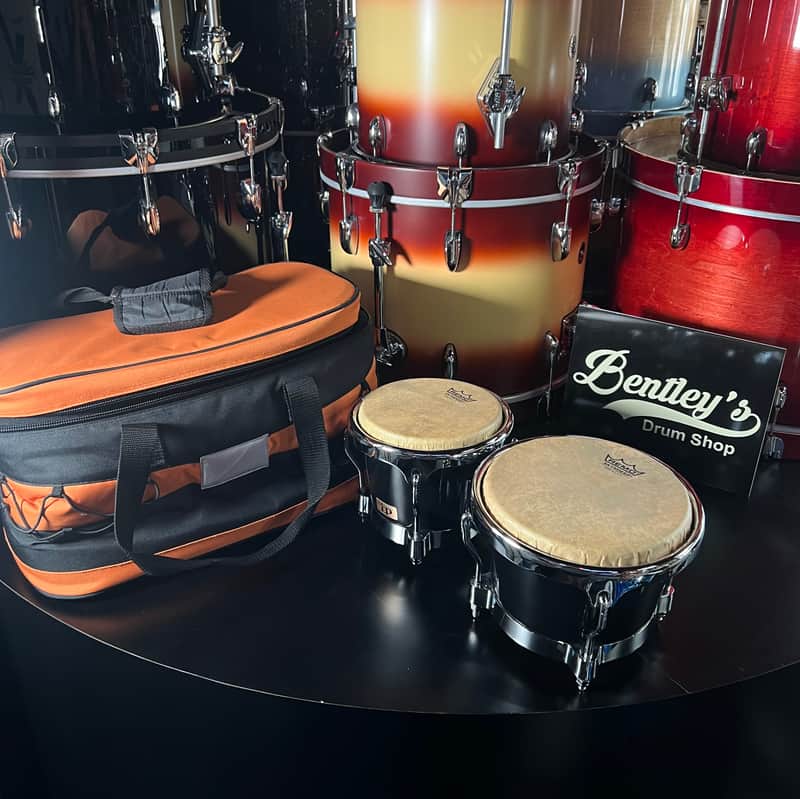 L.P. Latin Percussion Black Fiberglass Bongos w/Deluxe Case image 1