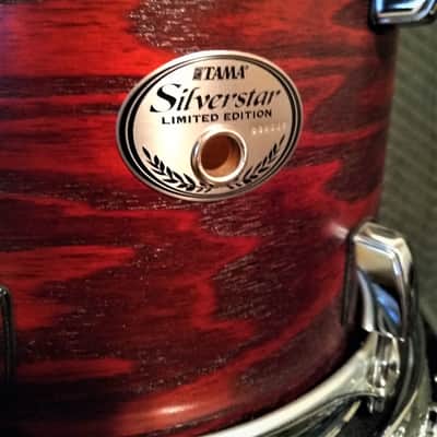 6pc. Tama Silverstar Limited Edition Tamo Ash Set w/ Rack / Red Satin Mahogany image 9