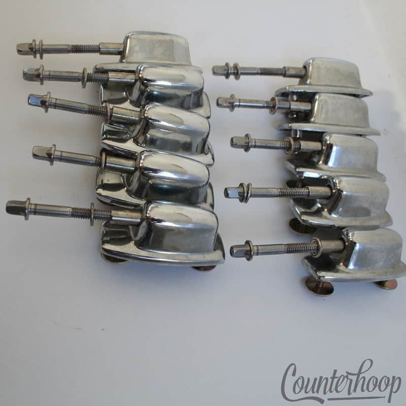 Ludwig 10x Tom Drum Lugs+Tension T-Rods Set Chrome 1 11/16" Standard/Rockers 80s image 1