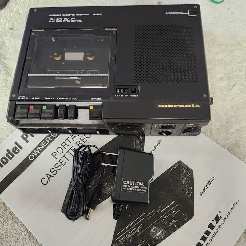 Mint Rebuilt Marantz PMD201 Full & 1/2 Speed Cassette Recorder w/ Manual & Adapter image 1