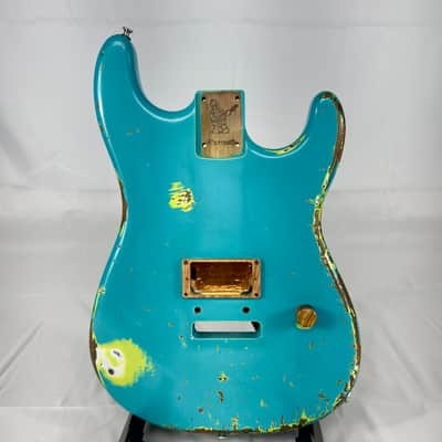 Warmoth Strat Style Electric Guitar Body - Custom Washed Blue image 1