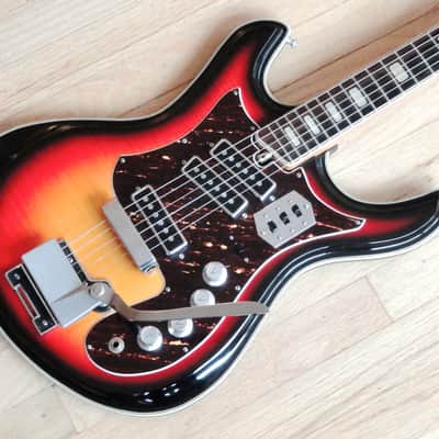 1960s Silvertone 1445 Vintage Electric Guitar by Teisco German Carve 1441 w/ gigbag & Original Strap image 1