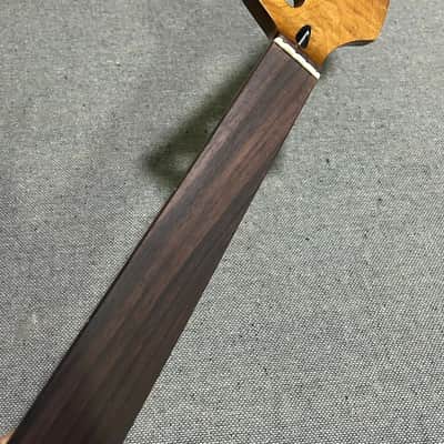 Rosewood Roasted flame maple 20 fret Fretless Bass guitar Neck parts 4 string image 4