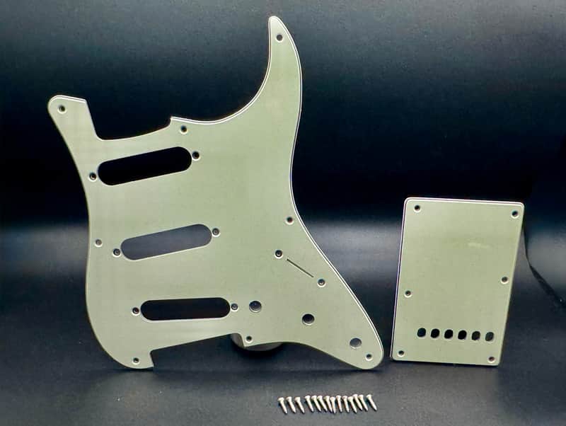 USA MADE Fender Stratocaster Vintage Mint Green White 3 Ply 8 Hole Pre-CBS Pickguard Set with Backplate and Aged Screws Eric Clapton Eric Johnson SRV image 1