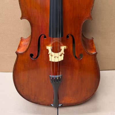 Gunter von Aue 4/4 Cello – German Made – Full Size – w/ Leather Case – Crack Repair Needed / Plays image 3
