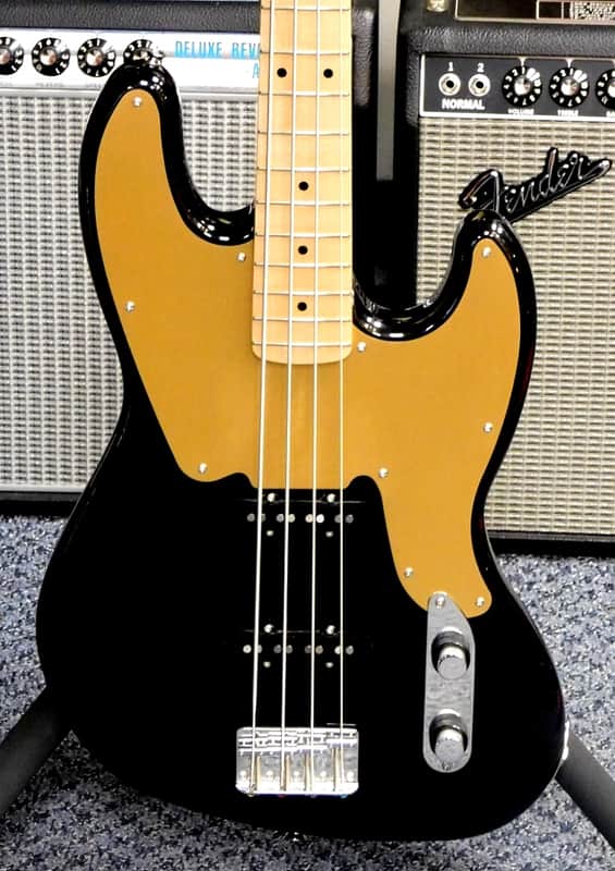 2022 Fender Squier Paranormal Jazz Bass '54! Black with Gold Anodized Pickguard! VERY NICE!!!